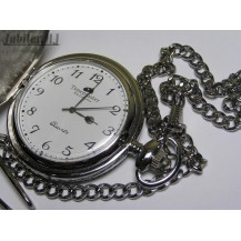 Timemaster 011/06.Męski stalowy, kieszonkowy zegarek na łańcuszku.